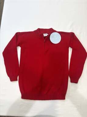 Little English Boys Red Cotton Knit 1/4 Zip Pullover Sweater Size 8